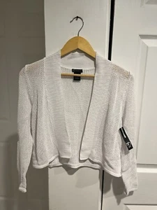 New Directions Crochet Knit Cardigan White Medium NWT Beach Capsule Vacation - Picture 1 of 8