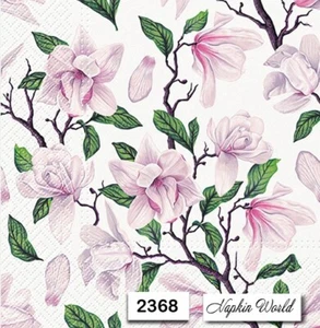 (2368) ZWEI individuelle Papier LUNCHEON Decoupage Servietten - MAGNOLIA BLOOMS PINK - Bild 1 von 3
