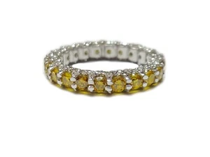 Lab Created Diamond Eternity Wedding Band Yellow Canary Diamond Engagement Ring - Picture 1 of 12