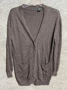 Moda International Cardigan Sweater Womens S Silk Cashmere V Neck Brown - Picture 1 of 8