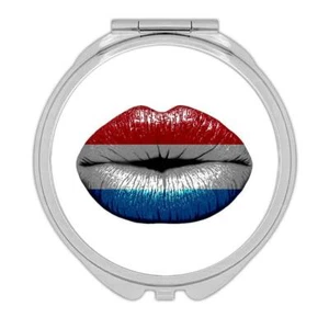 Gift Compact Mirror : Lips Luxembourger Flag Luxembourg Expat Country - Picture 1 of 3