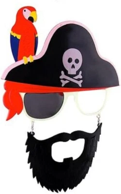 Set of 2 Sunstaches Pirate Beard Sunglasses, Skull & Crossbones, Parrot, Costume - Image 1 of 4