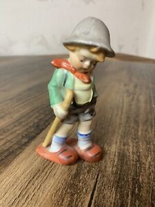 Occupied Japan Bisque Collectible Hand Painted Figurine Boy Casual Backpack Hike