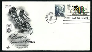 USA, SCOTT # 1460 & 1280, COMBO ARTCRAFT FDC COVER OF OLYMPIC SUMMER GAMES, 1972 - Picture 1 of 1