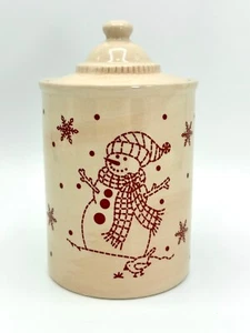 Muñeco de nieve rojo y copos de nieve beige vajilla de Navidad con tapa de sellado LTD productos básicos - Imagen 1 de 10
