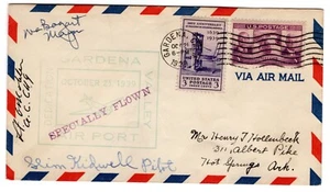 Gardena CA Airport Dedication 1939 Flown TWO Pilots & Mayor Signed  - Picture 1 of 2