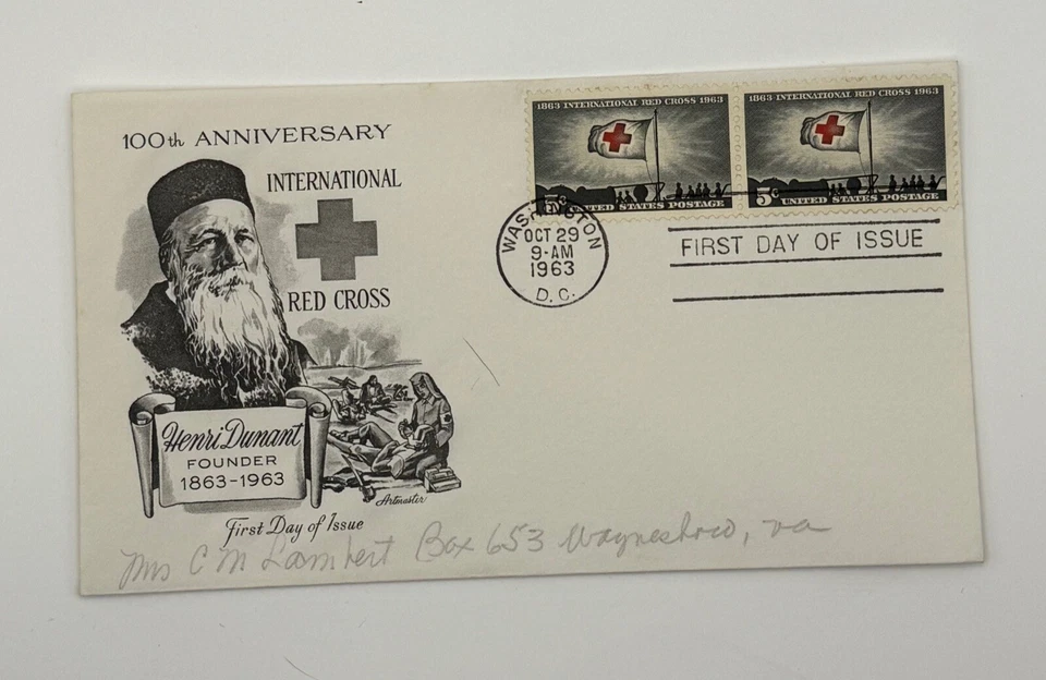 First day Issue RED CROSS FOUNDER HENRI DUNANT 1963 - Image 1 of 1