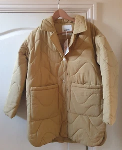 MONKI Camel Padded Jacket XXS -XS Women’s Oversized Wave Stitch Pockets BNWT - Picture 1 of 16