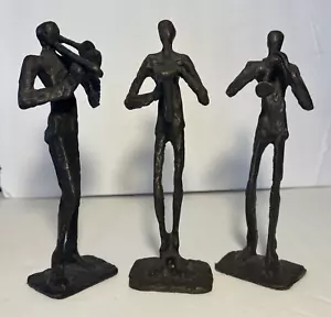 Juego de 3 ESCULTURAS DE BANDA DE JAZZ DE BRONCE BRUTALISTA MCMM Trompeta Trombón Saxo - Imagen 1 de 6
