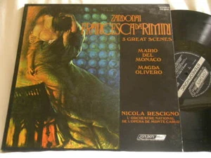 ZANDONAI Francesca Da Rimini 3 Great Scenes MAGDA OLIVERO Mario Del Monaco LP - Picture 1 of 3