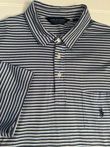 Polo Golf Ralph Lauren Poloshirt Herren XL blau weiß schwarz gestreift Pima Baumwolle - Bild 1 von 9
