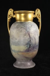 Fine Atq Pickard China Vellum 5¾" Hand Painted Gilt Handled Vase - Challinor - Picture 1 of 8