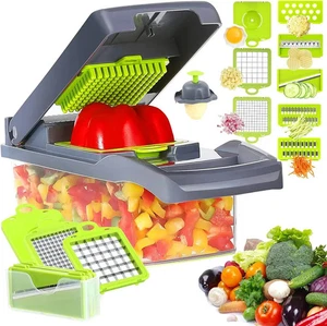 Affettatrice manuale affetta taglia verdure 12 in 1 mandolina con contenitore - Foto 1 di 2
