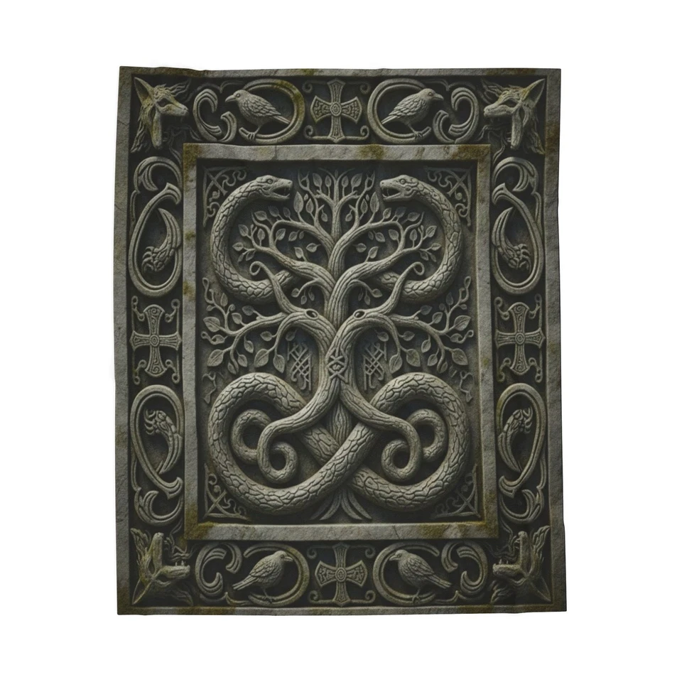 Velveteen Plush Blanket - Norse Design Throw, Soft Cozy Blanket, Scandinavian - Image 1 of 1