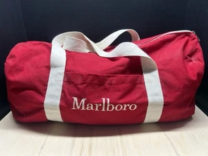 Vintage 90er rot Marlboro 20" Seesack mit doppelten Henkeln weiße Riemen & Taschen - Bild 1 von 11