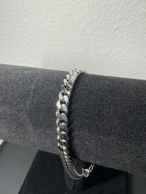 Stainless Steel Diamond Curb Cut Bracelet 6MM 9inch - Image 1 of 3