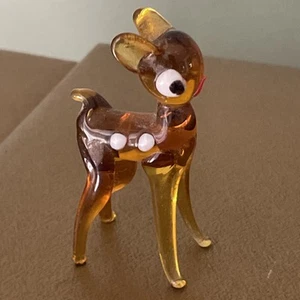 Vintage Amber MCM Deer Fawn Hand blown Art Glass - Picture 1 of 13