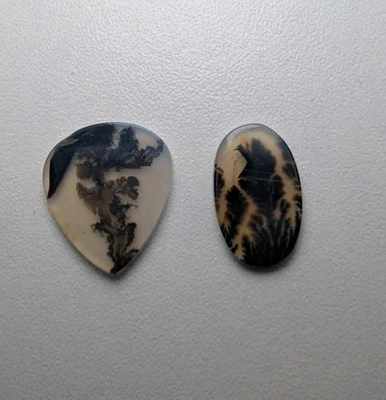 2pcs Natural Scenic agateprar And Oval Shape - Image 1 of 2