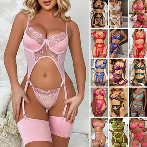 Womens Sexy Lingerie Lace Babydoll Bra Thong Set Sleepwear Underwear Nightwear - Picture 1 of 31