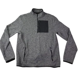 Suéter Aeropostale Para Hombres Gris Medio Cuarto Cremallera Pullover Bolsillo en el Pecho Vellón - Imagen 1 de 6