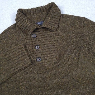 Suéter Banana Republic Hombres Grande Verde Corderos Lana Mantón Abierto Pescador Moteado Foto 1 de 4