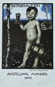 AK München Ausstellung 1908 Bierbrauerei Müller- Hofmann - Picture 1 of 2