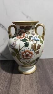 Nishiki Hand Painted Floral Double Handle Moriage Vase - Picture 1 of 4