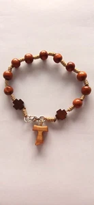 Bracciale rosario decina braccialetto Croci e TAO  in legno Terra Santa  - Imagen 1 de 7
