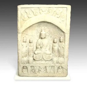 CHINESE BUDDHIST STELE SCULPTURE MARBLE HEBEI PROVINCE BUDDHISM 19TH C. - Picture 1 of 7
