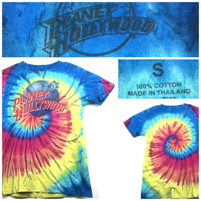 Camiseta Planet Hollywood Unisex Pequeña (40 en Pecho) 2 Caras Arco Iris Espiral Tie Dye Foto 1 de 4