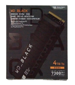 WD_BLACK 4TB SN850X NVMe, M.2 2280, Gaming SSD w Heatsink - Works w PS5 - Picture 1 of 2