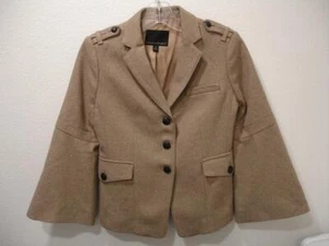 Women's sz 0 Banana Republic Tan Gold Glitter Lurex Military Blazer Suit Jacket - Picture 1 of 15