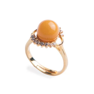 100% Natural Yellow Amber Gemstone Adjustable Silver Woman Ring AAAA 9x9mm - Picture 1 of 6