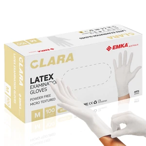 Latex Disposable Gloves Powder-Free 100 Pack Micro Textured 5.7g - Clara Brand - Picture 1 of 28
