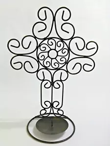Metal Cross Candle Holder Bronze/Copper Color Table Home Decor 11-1/8" Rustic - Picture 1 of 12