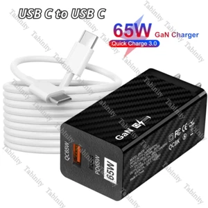 65W GaN Type C Fast Charger Adapter PD USB C To USB C Cable For iPad Pro/Macbook - Picture 1 of 17