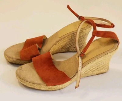 Sandalias KANNA Mujer Talla 9 Rojo Gamuza Cuña Hechas en España Foto 1 de 4