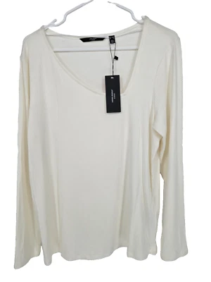 Blusa Vera Moda Talla 1X Mujer Top Blanco Acanalado Elástico Tejido Nueva con Etiquetas Foto 1 de 4