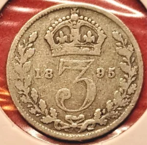 1895 Gran Bretagna Threepence - Regina Vittoria - Argento Sterling - SPEDIZIONE GRATUITA (9.23) - Foto 1 di 2