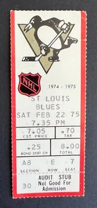 1975 St. Louis Blues vs Pittsburgh Penguins Ticket Stub 2/22/75 L MacDonald 2Gs - Picture 1 of 2
