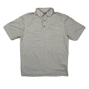 Footjoy Golf Polo Short Sleeve Men's Size Medium Blue Tan *logo on shoulder* - Picture 1 of 6