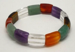 Stretch Bracelet Aventurine Clear Smoky Quartz Tiger Eye Amethyst Carnelian #356 - Picture 1 of 8