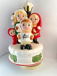 Christmas Carolers Music Box Hand Painted Silent Night - Picture 1 of 5