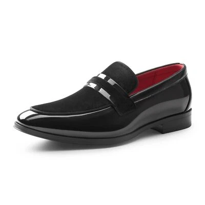 Bruno Marc Men's Fashion Tuxedo Patent Loafers Classic Velvet Slip-on Dress Shoe - Image 1 of 4