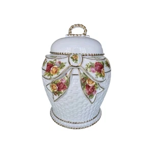 NUOVO Vintage Royal Albert Old Country Roses Basketweave Biscotto Barile #5022 Floreale  - Foto 1 di 10