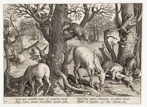 Reh Hirschjagd deer hunting Stradanus Venationes Ferarum engraving 1578 - Picture 1 of 1