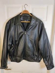 Croft & Barrow Hombre Talla Grande Negro Cuero Chaqueta Bomber Informal Suave Relajado - Imagen 1 de 13