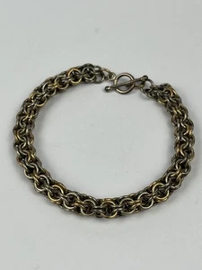 Handgefertigtes 7" byzantinisches Kettenarmband - Sterlingsilber & Gold gefüllt Mischmetall - Bild 1 von 5