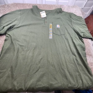 Carhartt Men 3XL Olive Green Original Fit Short Sleeve Henley Pocket T Shirt NWT - Picture 1 of 6
