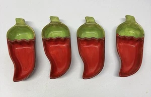 Ceramic Red Chili Pepper Shaped Salsa Guacamole Dip Bowl Dish Lot 4 - Picture 1 of 6